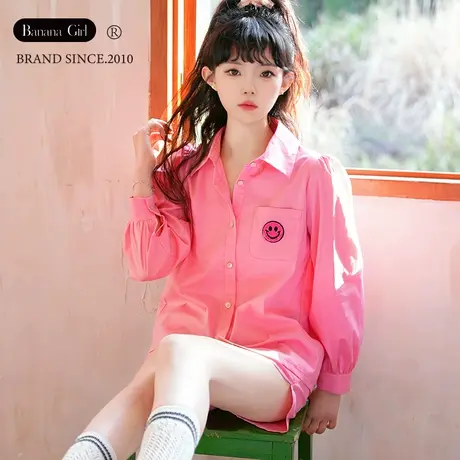 Bananagirl睡衣女春夏短袖宽松长袖开衫薄款家居服套装可外穿新款商品大图