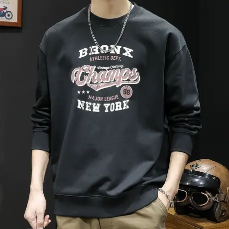 圆领卫衣男秋冬款潮牌男款大码秋季2023新款男士上衣长袖美式复古商品大图