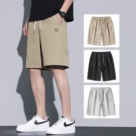 休闲短裤男士运动中裤男生五分夏季薄款冰丝沙滩夏装美式2024新款商品大图