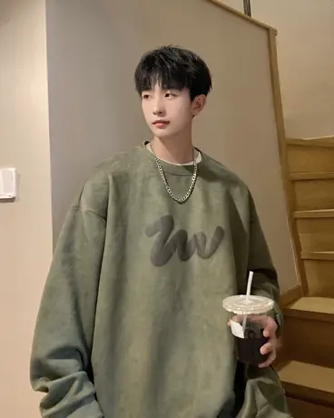 easypants百搭圆领卫衣男春秋季oversize中性风上衣服重磅长袖T恤图片