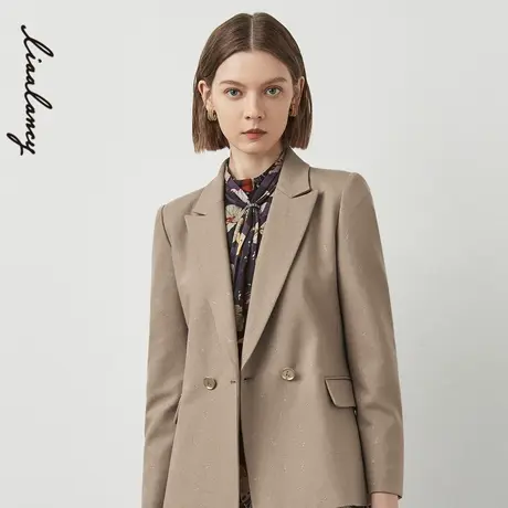 LANCY/悦朗姿冬季新款羊毛西装印花外套女通勤高级女收腰西服奥莱图片