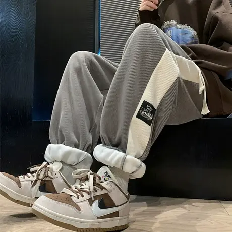 美式重磅灯芯绒裤子男春秋季加厚休闲裤潮牌ins百搭贴标束脚长裤商品大图