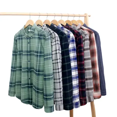 格慕施男士商务休闲格子法兰绒磨毛大码宽松长袖衬衫潮男衬衣外套图片