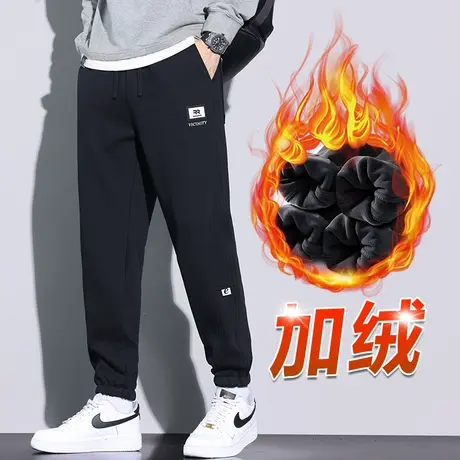 冬季加绒裤运动男裤子秋冬款男生加厚卫裤2024新款外穿防风休闲裤商品大图