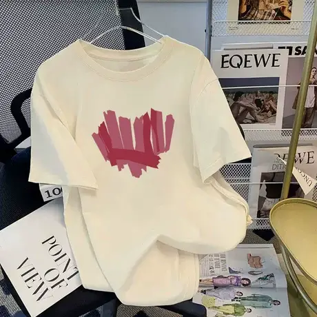 新疆棉正肩白色短袖T恤女装内搭纯色2024年圆领夏季简约体恤上衣图片