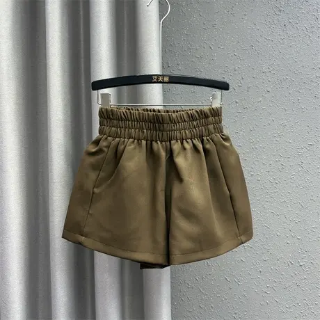 韩版气质休闲短裤女春夏新款松紧腰设计感宽松显瘦百搭a字阔腿裤商品大图