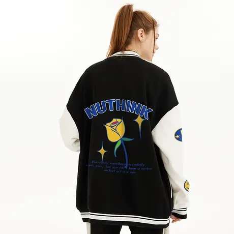 Nuthink美式高街vibe风花卉棒球服男潮牌ins潮流宽松加厚夹克外套商品大图
