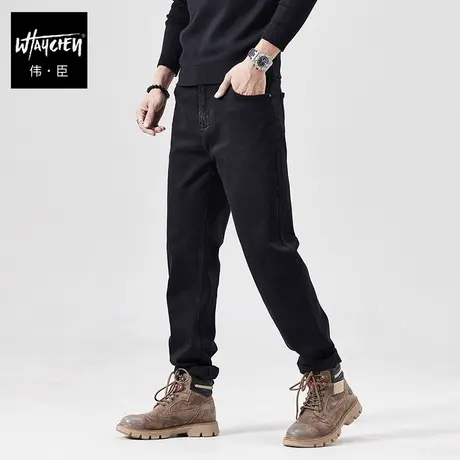 伟臣2024新品大码男式牛仔长裤胖子加肥加大宽松直筒中年商务休闲商品大图