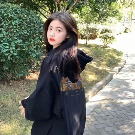 美式复古连帽卫衣女潮牌小众设计感秋冬加绒加厚宽松oversize外套商品大图