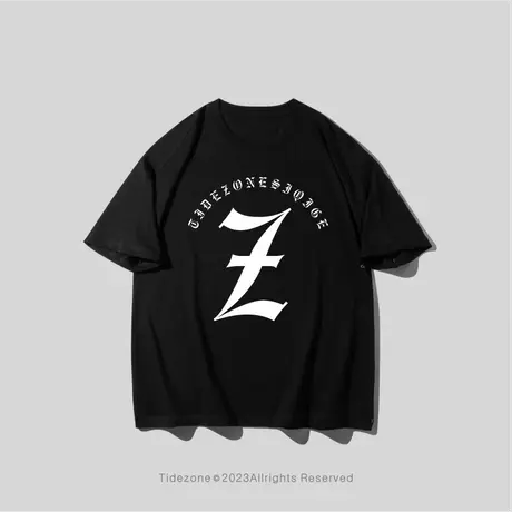 Ohlyah潮牌简约字母Z印花中性短袖T恤男2023夏季纯棉宽松情侣上衣图片