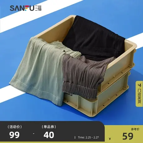 【小凉裤】三福短裤女2024夏季休闲宽松高腰垂感轻薄直筒裤子女装商品大图