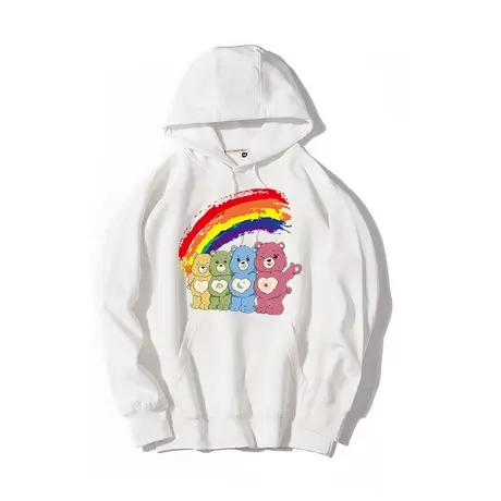 秀洛彩虹小熊卫衣男女cec潮元气小熊外套卡通小熊情侣装圆领印花商品大图