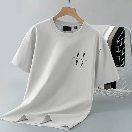 250g重磅美式纯棉t恤男短袖夏季半袖宽松潮流字母印花全棉体恤衫商品大图