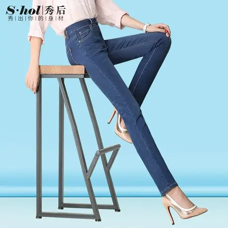 夏季薄款休闲高腰弹力直筒牛仔裤女长裤宽松大码胖MM中年妈妈裤子图片