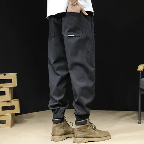 休闲裤男士秋冬款宽松束脚潮牌大码2023新款工装裤子男裤拼接秋季商品大图