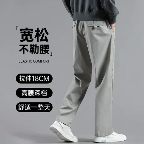 春秋款休闲裤中老年男士抗皱工装裤子男爸爸大码宽松直筒运动长裤商品大图
