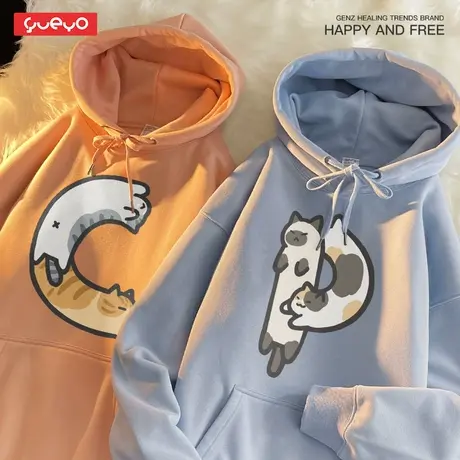 「情人节」悦游 CP猫 春季薄款情侣卫衣日系情侣装原创小众字母商品大图