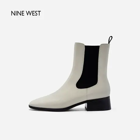 Nine West/玖熙粗跟弹力切尔西靴女2023冬季新款英伦风简约烟筒靴图片