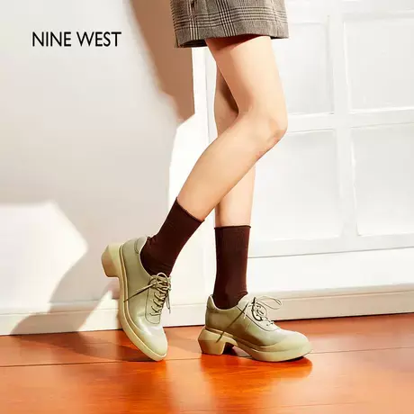 Nine West/玖熙英伦风工装鞋2025夏季款松糕底深口单鞋女圆头时尚商品大图