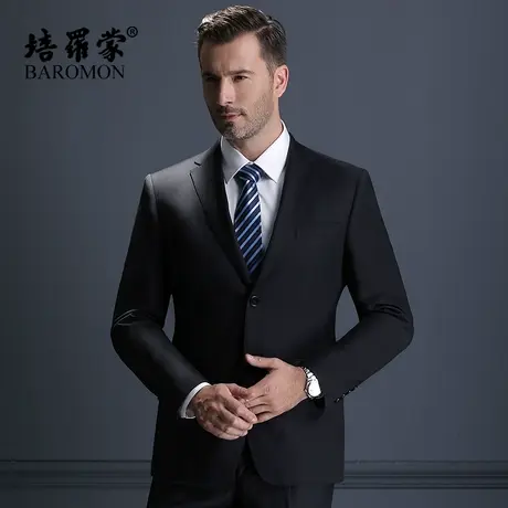 培罗蒙中年男士商务职业正装父亲礼服高档休闲西装男羊毛西服套装图片