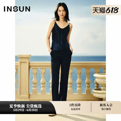 INSUN恩裳春老钱风醋酸缎面感背心小吊带图片