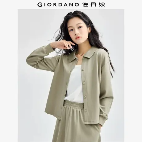 佐丹奴外套女装翻领泡泡袖双面布针织休闲外套 13374866商品大图