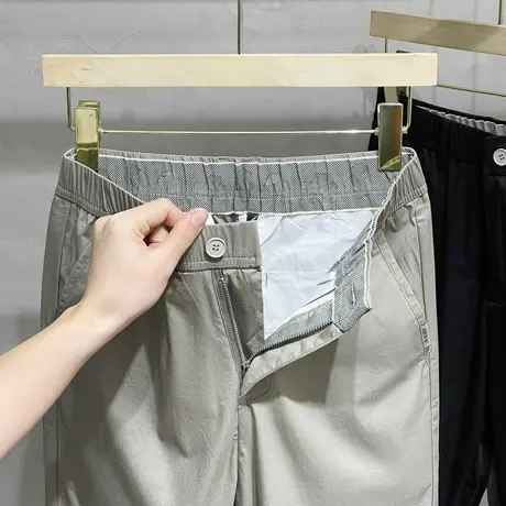 冰丝休闲裤男春夏新款净色基础百搭男士九分裤西裤修身小脚裤子薄图片