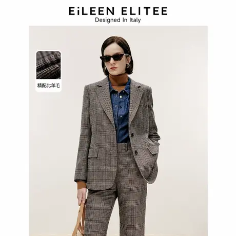 朗姿欧洲EiLEEN ELITEE高级感气质西服外套女2024冬新款毛呢西装图片
