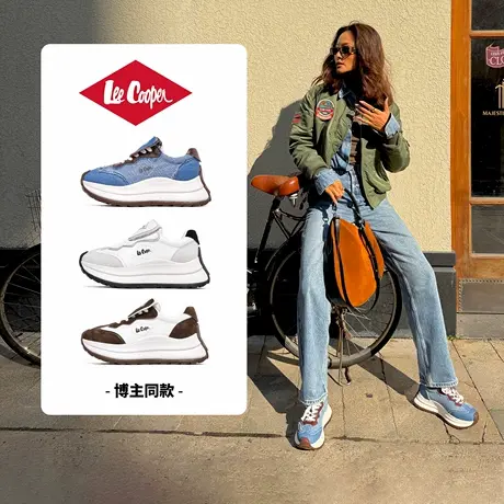 LeeCooper牛仔阿甘鞋女2025新款设计感小众休闲鞋厚底增高老爹鞋商品大图