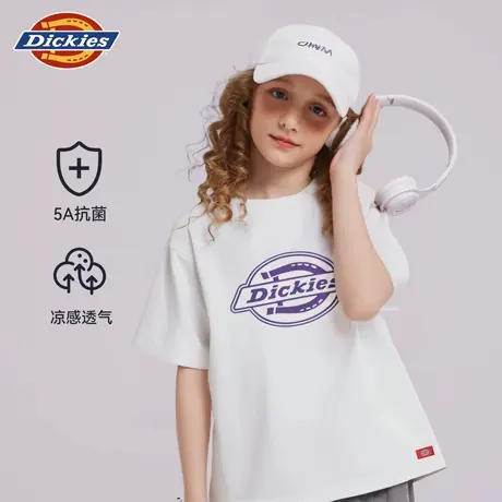 Dickies童装女童t恤短袖夏季儿童凉感运动半袖女孩美式休闲体恤A商品大图