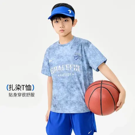 回力男童短袖T恤2025夏季中大童扎染半袖儿童薄款圆领纯棉上衣PL图片