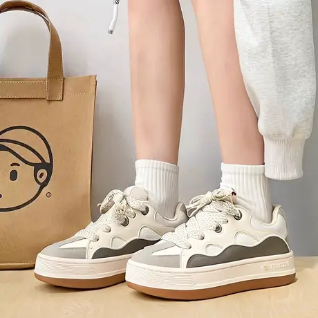Skechers斯凯奇面包鞋2025年春秋新款女休闲萝卜鞋板鞋厚底增高鞋商品大图