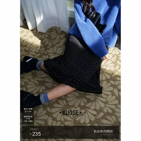 阔色黑色波点半身裙牛仔半裙直筒裙25秋季穿搭小众新款女长裙子图片