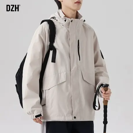 男士机能冲锋衣外套男春秋季潮高级感2023新款工装连帽夹克登山服商品大图