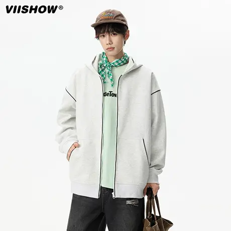 VIISHOW男士青年卫衣秋季痞帅宽松休闲百搭连帽开衫外套上衣服潮商品大图