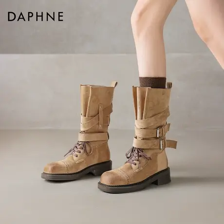 达芙妮西部牛仔短靴子女2025新款秋冬机车骑士长筒靴废土风马丁靴商品大图