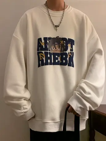 重磅发泡卫衣男秋冬季美式hiphop潮牌打底衫ins卡通情侣款上衣服商品大图