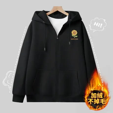 冬季外套秋冬款2023年新款爆款独特小个子超好看加绒加厚连帽卫衣商品大图