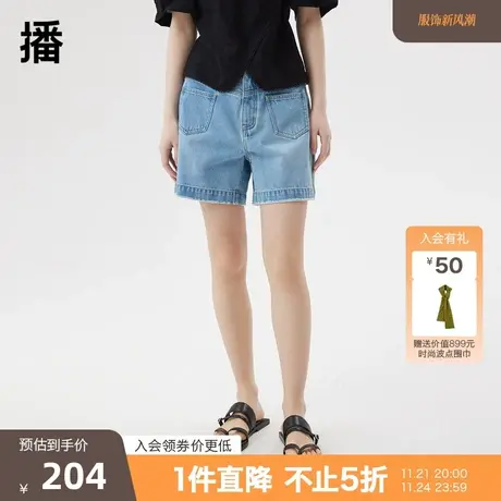 【清仓】播夏季新款立体分割线对称口袋装饰牛仔短裤女DDQ2KD5108图片