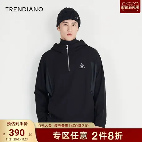 TRENDIANO官方男装秋季新款潮流连帽宽松卫衣男商品大图