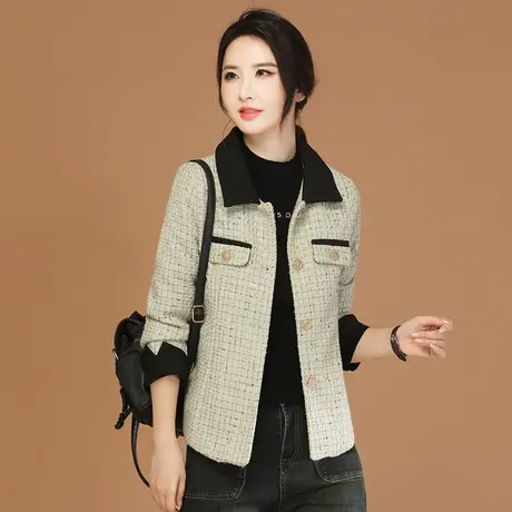 韩潮袭人气质撞色翻领小香风短外套女冬季新款休闲夹克上衣图片