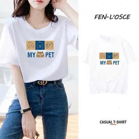 纯棉短袖t恤女夏装2023年新款宽松大码美式复古印花半袖上衣ins潮商品大图