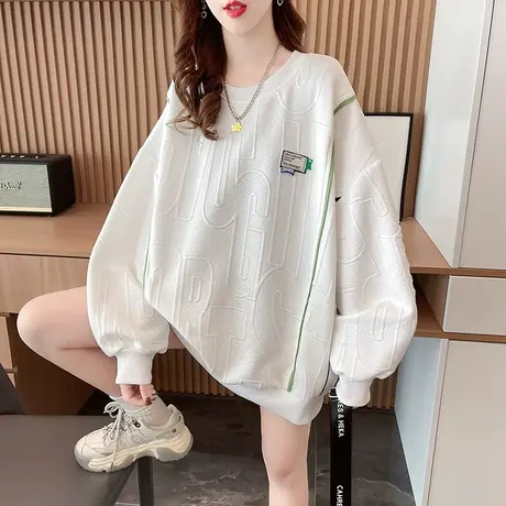 早秋装卫衣女春秋季韩版宽松设计感小众大码薄款初秋提花上衣外套商品大图