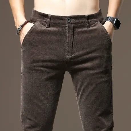 冬季灯芯绒裤子加厚男士休闲长裤条绒直筒宽松百搭中年爸爸秋季商品大图
