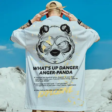 国潮潮牌oversize短袖t恤男潮ins欧美高街大码男装夏季半袖情侣装商品大图