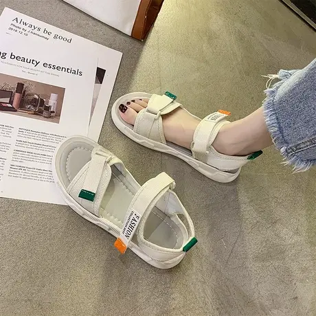 凉鞋女2024年新款夏平底时尚ins潮沙滩鞋运动学生软底轻便魔术贴商品大图