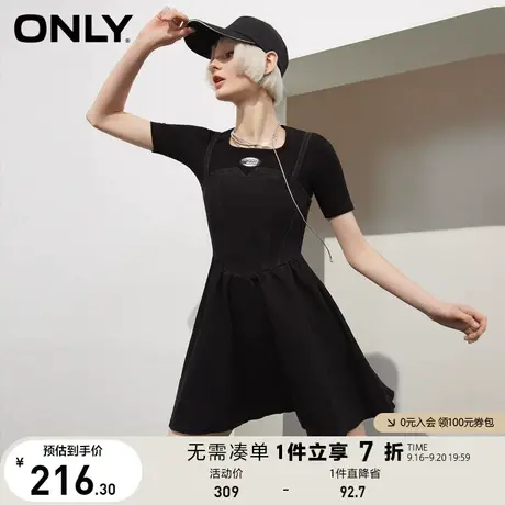 ONLY奥莱夏季收腰短款针织牛仔吊带套装连衣裙女图片