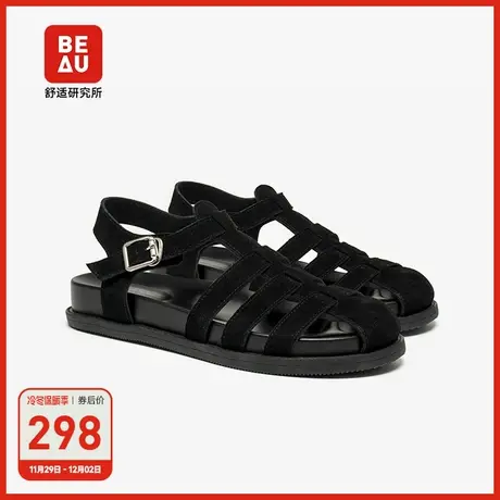 BEAU厚底凉鞋女款2025新款软底编织罗马凉鞋女复古包头凉鞋外穿图片