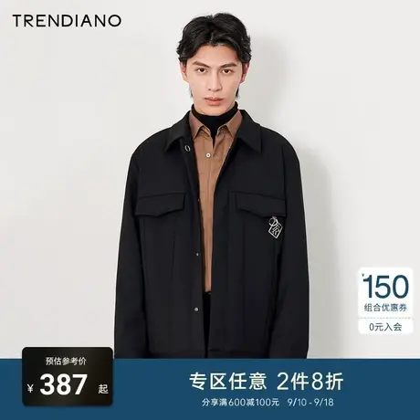 TRENDIANO潮牌官方新款春季男装夹克字母翻领休闲外套男士商品大图