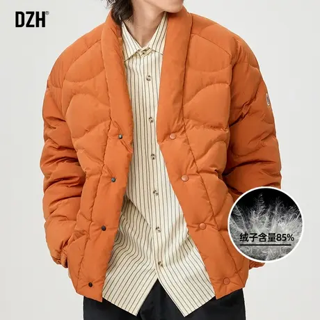 男士羽绒服男冬季2024新款v领廓形派克服加厚保暖鸭绒外套羽绒衣图片